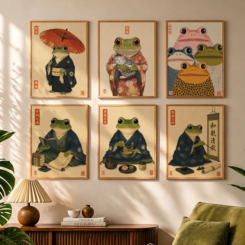 Japanese Lifestyle And Culture - Картина-калиграфия с изображением японской лягушки, на