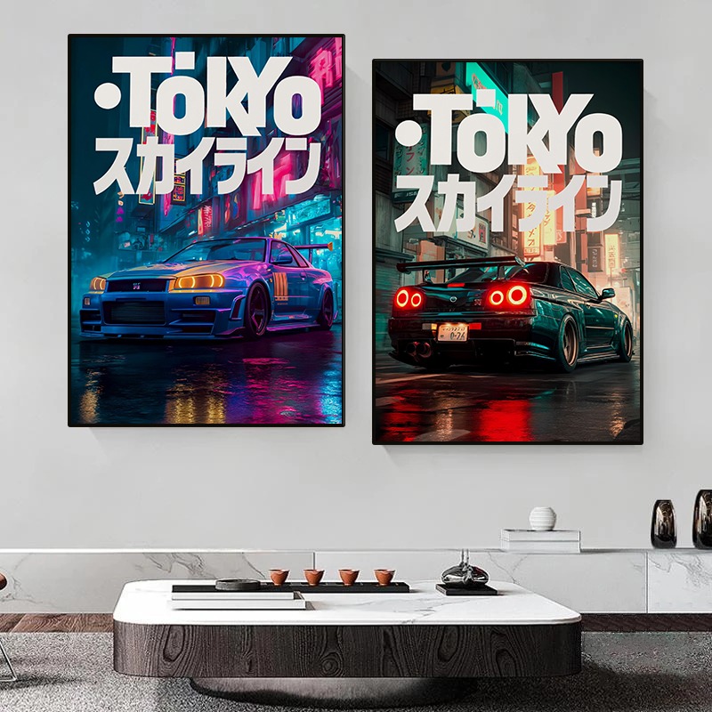 Винтажный постер на автомобиль – обзор и цена Japanese Tokyo Lifestyle